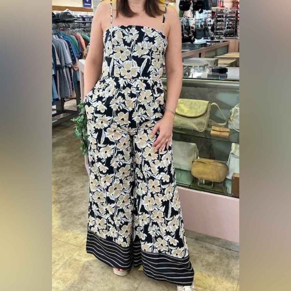 Floral Black and Cream Jumpsuit